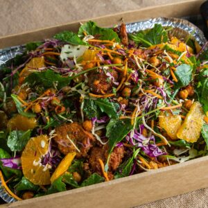 ROMESCO CHICKPEA FRITTER SALAD (VEGAN)